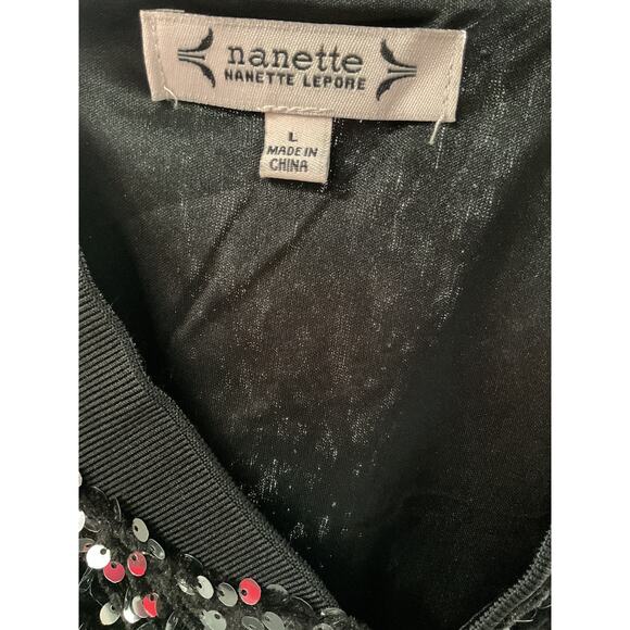 Nanette Lepore Black Sequin Cardigan - Womens L - Picture 3 of 4